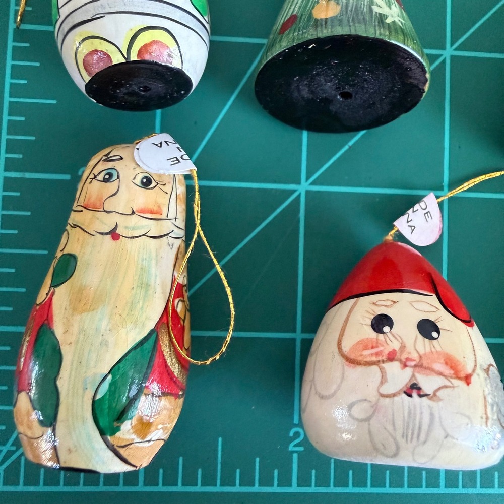 Lot of 38 Vintage Hand Painted Wooden Christmas Ornaments Santa Tree Angel Dolls - Picture 10 of 13